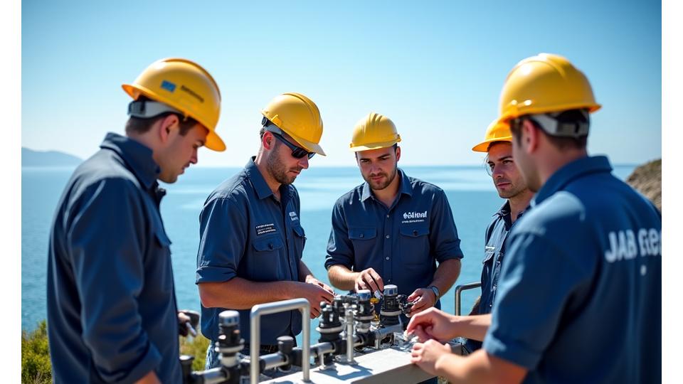 Sejerø Strøm team arbejder ved et vandrensningsanlæg